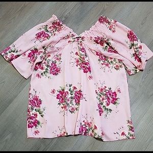 Oddy Pink Floral Vneck blouse